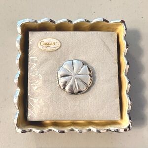 Julia Knight Silver Metal Mother of Pearl Enamel Cocktail Napkin Holder Coastal